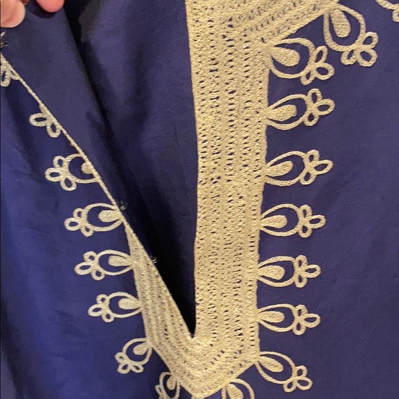 Navy blue calypso shift silk dress - Picture 3 of 5